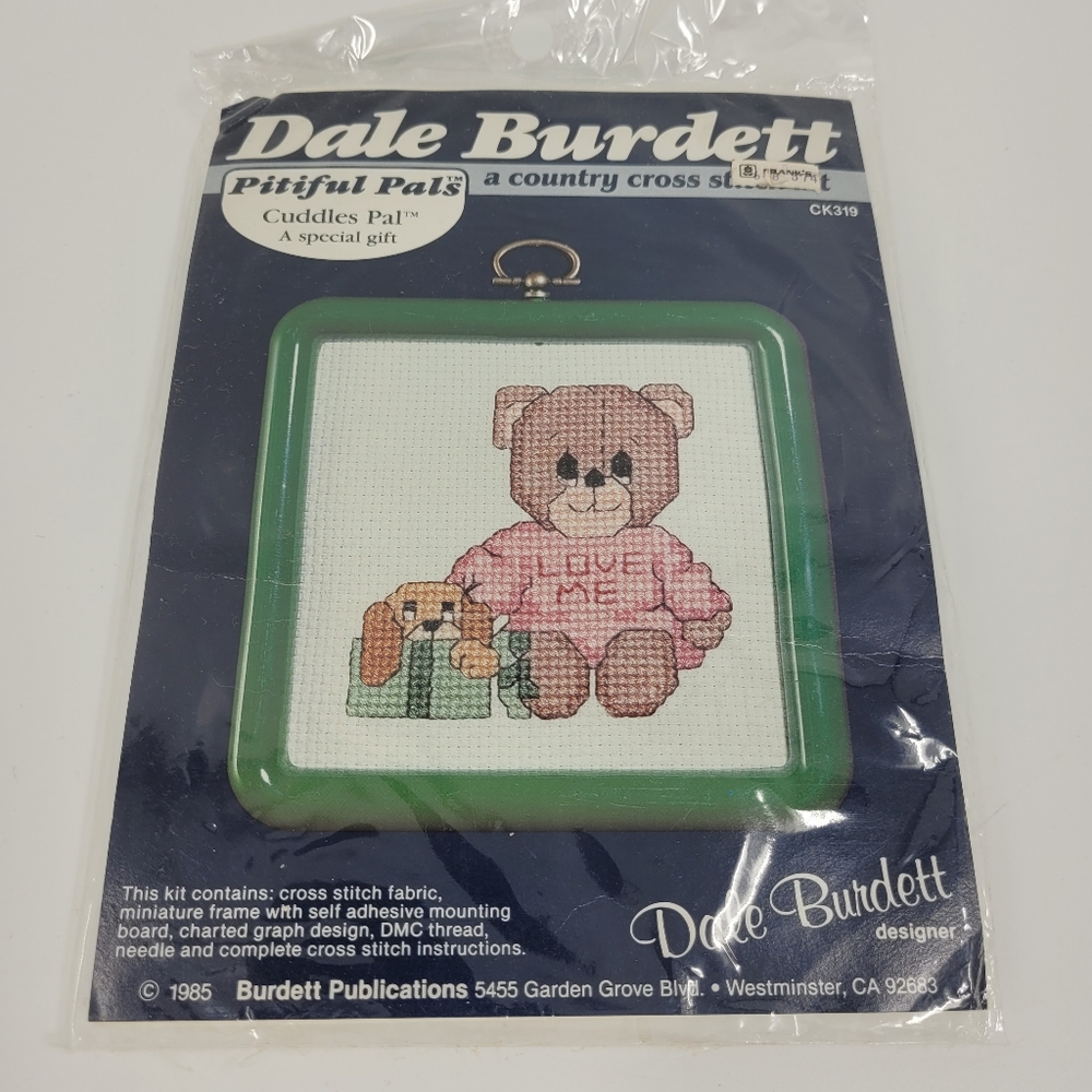 Cuddles Pal Cross Stitch Kit Vintage Dale Burdett Bear Dog CK 319 NEW 80s